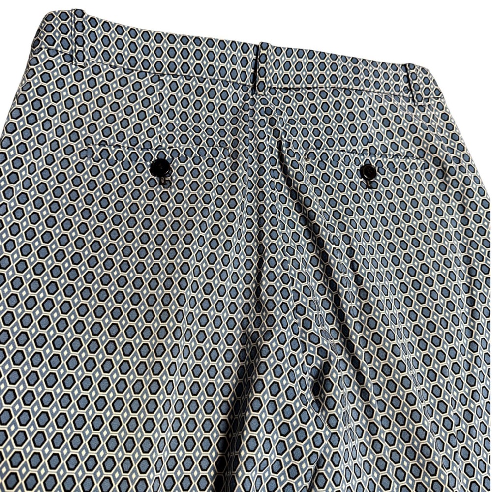 Theory Women's Geometric Print Straight Leg Dress‎ Pants Blue White Size 8 - Picture 5 of 9